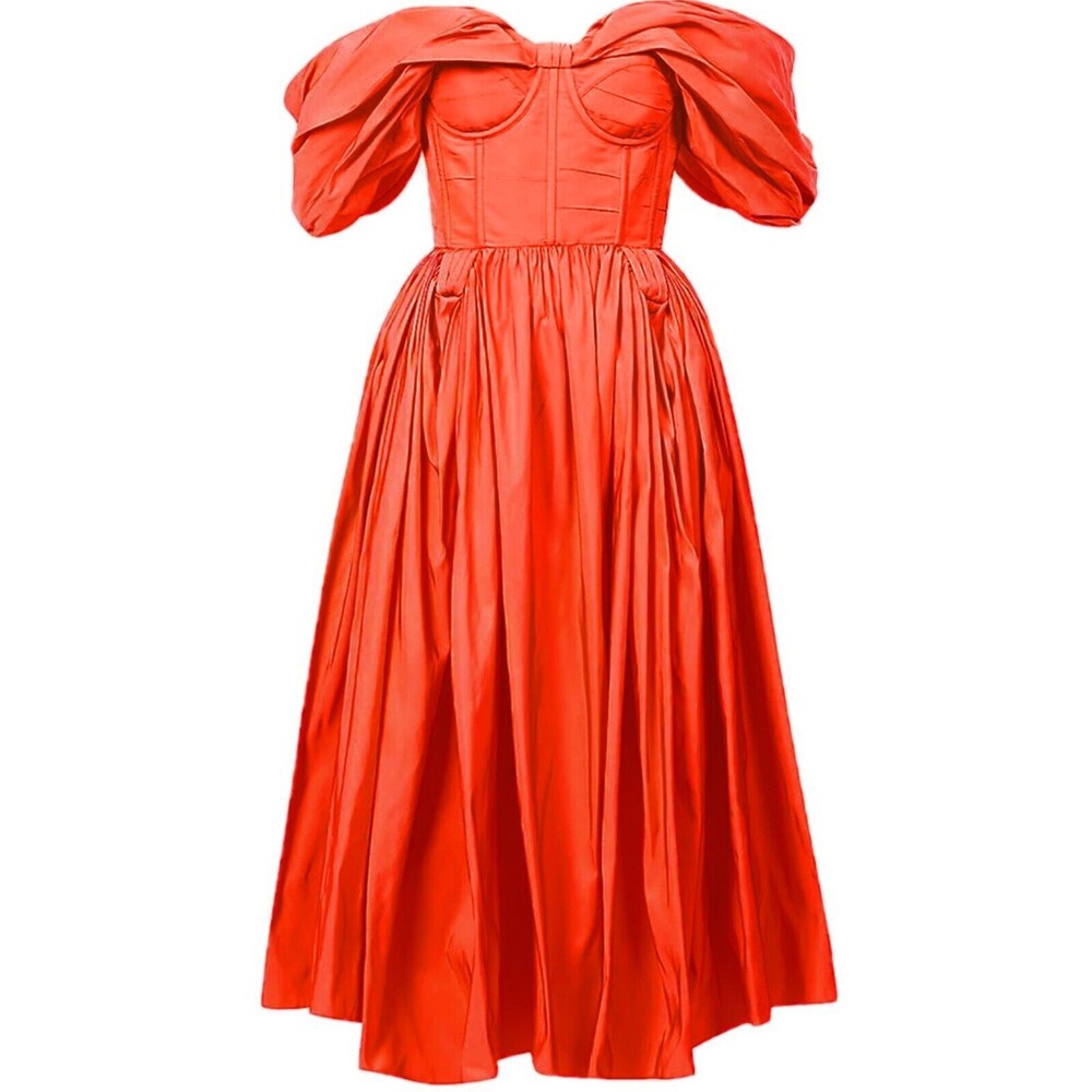 $5900 Alexander McQueen Off-Shoulder Corset Midi Dress Size 40 / US 4 - Italy